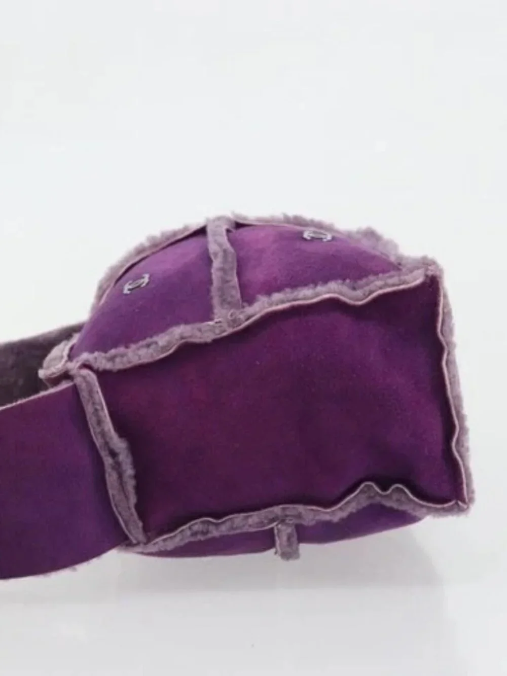 CHANEL Shoulder Bag Mouton Purple Silver CC Auth YKZ1122V